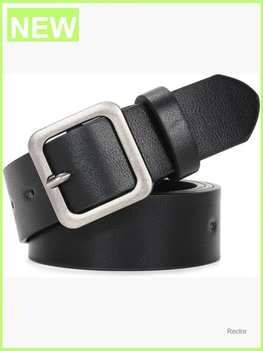 Women's Faux Leather Belt with Square Buckle for Jeans & Dresses, Adjustable,